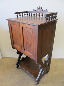 lot 322 image: Very Nice Antique Eastlake Style Small 2-Door Cabinet on Casters