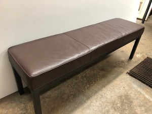 lot 335 image: Approx 5 ROOM & BOARD Steel & Chocolate Brown Padded Bench