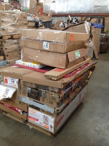 lot 3 image: Pallet with assorted shelves units open boxes