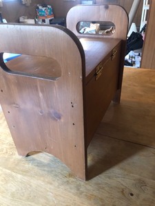 lot 6 image: VINTAGE FOOT REST WOOD STORAGE BENCH