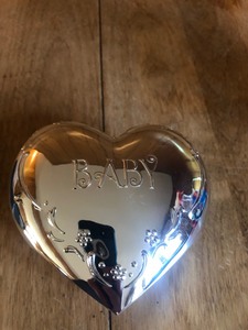 lot 16 image: Waterford Silver Gifts Baby Heart-Shaped Coin Bank WITH ORIGINAL BOX