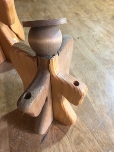 lot 97 image: 4 HANDMADE WOOD ANGEL FIGURINES CANDLE HOLDERS