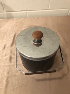 lot 158 image: RETRO MCM BLACK ALIGATOR & CHROME ICE BUCKET COOLER