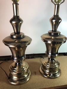 lot 209 image: 2 MATCHING BRASS LAMPS
