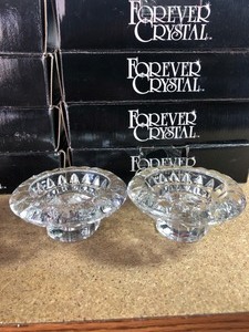 lot 220 image: 9 SETS OF 2 CRYSTAL CANDLE HOLDERS