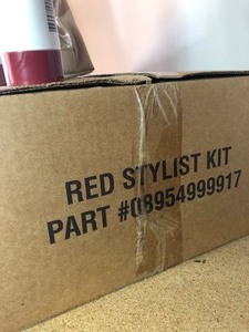 lot 223 image: BOX CASE OF 12 NEW PROFESSIONAL BROCATO RED HAIR SHAMPOO & CONDITIONER PRODUCT LINE GIFT BAGS