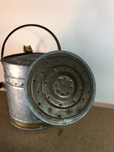 lot 241 image: ANTIQUE TIN BRASS PLANT WATER CAN