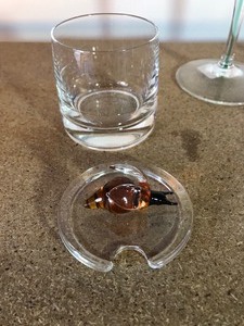 lot 249 image: PAIR ART GLASS CANDLEHOLDERS & ART GLASS HONEY JAR WITH BEE LID