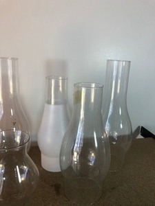 lot 258 image: MISCELLANEOUS LOT GLASS CHIMNEYS