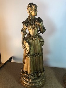 lot 271 image: GOLD GILT TALL COURTING COUPLE FABULOUS FRENCH FIGURINES DECOR