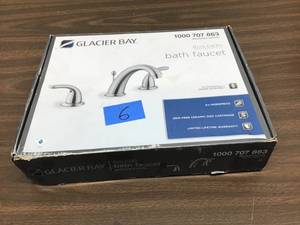 lot 6 image: Glacier Bay Builders 8 in. Widespread 2-Handle High-Arc Bathroom Faucet in Brushed Nickel
