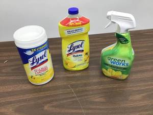 lot 11 image: Mixed Lot OF Cleaning Products Lysol Wipes, Multi Surface Cleaner