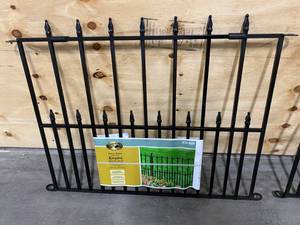 lot 28 image: Lot Of 3 Empire 30 in. x 36 in. Black Steel 3-Rail Fence Panel
