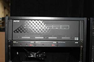 lot 25 image: Black Laminate Audio  Video Equipment Rack with Miscellaneous Pro AV Equipment