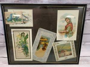 lot 11 image: Framed Cards from the 1800s
