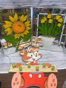 lot 61 image: Vintage Childrens Coat Hook & Flowered Mirrors