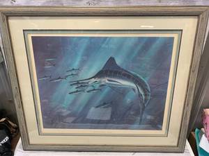 lot 70 image: Amazing Les Kouba Blue Marlin on the Prowl Artwork