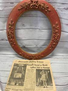 lot 75 image: Minneapolis 1963 Kennedy Death Newspaper & Antique Picture Frame