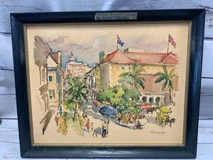 lot 91 image: Rare Vintage 16 x 20 Watercolor for Sports Illustrated Signed Cecile Ryder Johnson