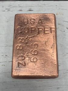 lot 113 image: 8.8 oz USA .999 Copper Bar