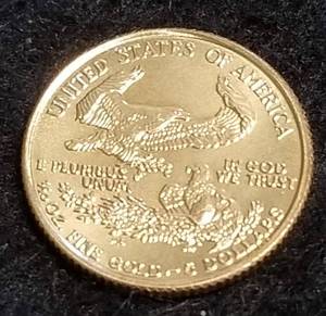 lot 21 image: 1993 US $5 GOLD EAGLE IN ORIGINAL CASE 110th Oz Gold