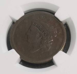 lot 25 image: 1838 US MATRON HEAD LARGE CENT F12 NGC