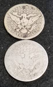 lot 44 image: 2 BARBER QUARTERS 1908-O 1915-S