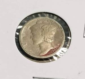 lot 61 image: 2 EARLY DATE MERCURY DIMES 1920-D 1920-S