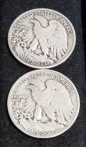 lot 63 image: 2 WALKING LIBERTY HALF DOLLARS 1942-D 1943-D