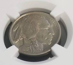 lot 05 image: 1913-D TYPE 2 BUFFALO NICKEL MS64 NGC KEY DATE COIN
