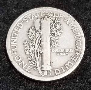 lot 13 image: 1921 MERCURY DIME BETTER DATE COIN