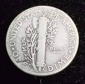 lot 14 image: 1921-D MERCURY DIME BETTER DATE COIN