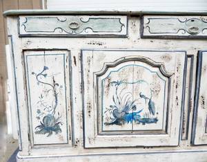 lot 2 image: Antique 18th Century Oak Hand Painted French Enfilade Buffet