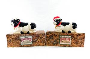 lot 145 image: Set of Two New Earthenware Ceramic Cow Cookie Jars With Sound