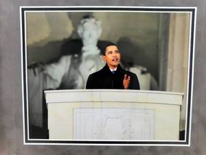 lot 225 image: Framed Barack Obama Print