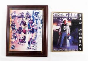 lot 17 image: Vintage St. Louis Rams Plaque and Troy Aikman Framed Print