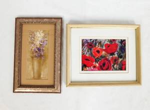 lot 71 image: Mary C. Stealey Original Watercolor and Albena Hristova Framed Floral Print