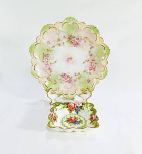 lot 108 image: Vintage MZ Austria Decor Plate and Paragon Fine Bone China Tapestry Rose Square Plate