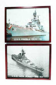 lot 128 image: Vintage U.S.S. Preble and U.S.S. New Jersey Framed Prints