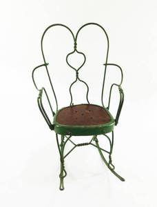 lot 211 image: Vintage Metal and Wood Rocking Chair for 18 Inch Dolls