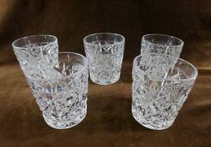 lot 203 image: Set of Five Vintage Crystal Low Ball Glasses