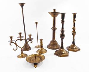 lot 188 image: Lot of Vintage Brass Candle Holders