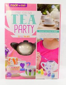 lot 215 image: New Paint Your Own Tea Party 13 Piece Tea Set