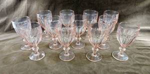 lot 200 image: Lot of 12 Vintage Pink Water Glasses