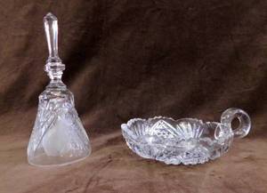 lot 230 image: Vintage Lead Crystal Bell and Bowl