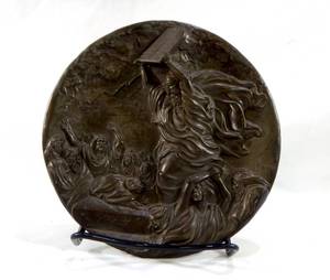 lot 62 image: Vintage Rhodes Studios Moses and the Ten Commandments Bronze Plate