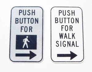 lot 122 image: Set of New Metal Push For Walk And Push Button For Walk Signal Traffic Signs