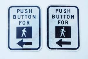 lot 123 image: Set of New Metal Push For Walk Traffic Signs