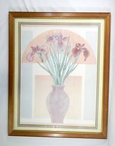 lot 53 image: Vintage Gloria Eriksen Floral Vase Framed Print