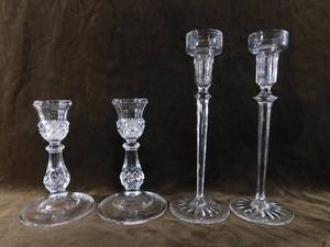 lot 100 image: Set of Two Vintage Rogaska Crystal Candle Holders and Two Vintage Crystal Candle Holders